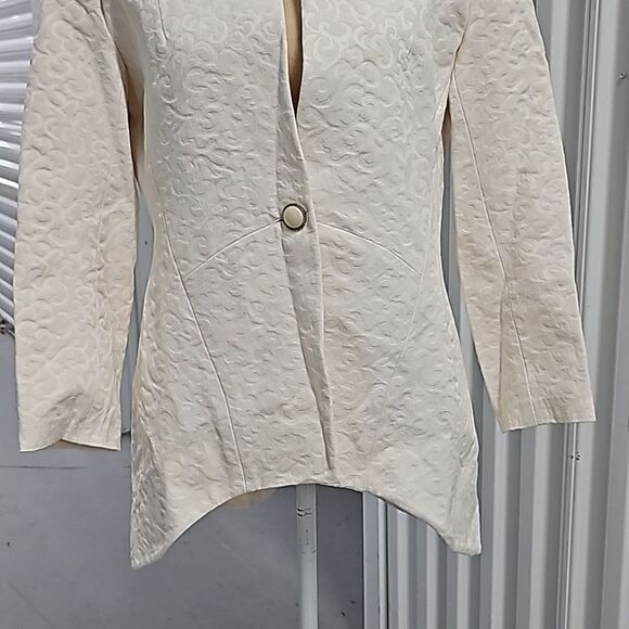 Vintage Jacquard Cream Single Button Blazer Size 10‎ - Picture 6 of 8